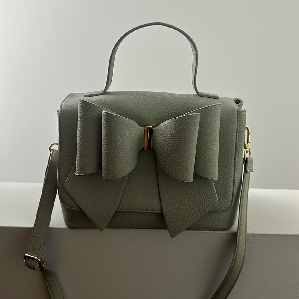 Sage green bow crossbody purse